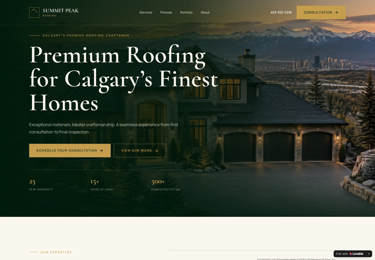 Summit Peak Roofing homepage preview